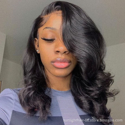 Sunlight Wholesale vendor hd transparent lace wig high quality 13x4 Loose Wave Messy Bob short bob body wave wigs for women